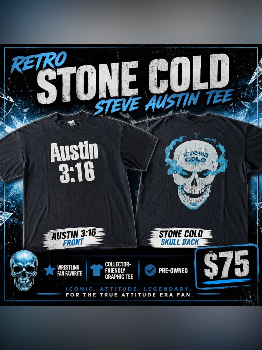 Vintage WWF Stone Cold Steve Austin Skull Graphic Tee